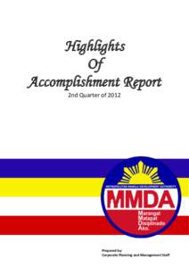 Highlights Of Accomplishment Report 2nd Quarter ofPrepared by: