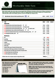 The Australian Stock Horse Society Limited  Merchandise Order Form www.ashs.com.au