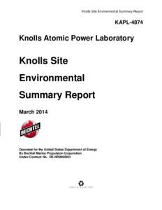 Knolls Site Environmental Summary Report  KAPL-4874 Knolls Atomic Power Laboratory