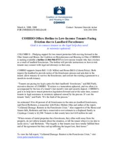March 4, 2009, 2009 FOR IMMEDIATE RELEASE Contact: Suzanne Gravette Acker[removed]