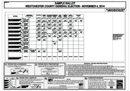 SAMPLE BALLOT WESTCHESTER COUNTY GENERAL ELECTION - NOVEMBER 4, 2014 Style 25OF LEWISBORO, ED: 1 TOWN