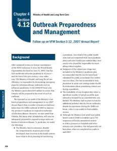 Chapter 4 Section Ministry of Health and Long-Term Care[removed]Outbreak Preparedness