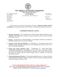 NEW JERSEY LAW REVISION COMMISSION Vito A. Gagliardi, Jr., Chairman Peter J. Barnes III Andrew O. Bunn Albert Burstein John J. Farmer, Jr.