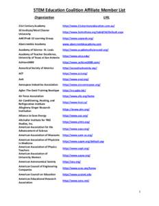 STEM Education Coalition Affiliate Member List Organization URL  21st Century Academy