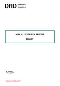 ANNUAL DIVERSITY REPORTHR Division February 2007