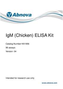 IgM (Chicken) ELISA Kit Catalog Number KA1956 96 assays Version: 04  Intended for research use only