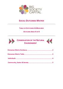 SOCIAL OUTCOMES MATRIX TABLE OF OUTCOMES & MEASURES OUTCOME AREA 9 OF 9 CONSERVATION OF THE NATURAL ENVIRONMENT