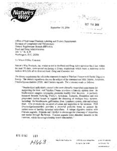 Office of Nutritional Products Labeling and Dietary Supplements Division of Compliance and Enforcement Dietary Supplements Branch (HFS[removed]Food and Drug Administration 200 “C” St. S.W. Washington, D .C[removed]