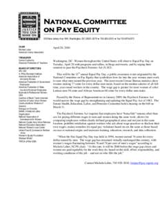 National Committee on Pay Equity 555 New Jersey Ave. NW, Washington, DC    FaxCHAIR Michele Leber American Library Association