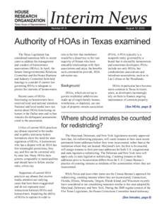 Interim News Number 81-5 August 12, 2010  Authority of HOAs in Texas examined