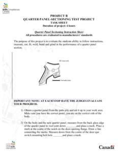 PROJECT B QUARTER PANEL-SECTIONING TEST PROJECT TASK SHEET Duration of project: 6 hours Quarter Panel Sectioning Instruction Sheet All procedures are evaluated to manufacturers’ standards