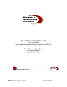 Software engineering / Relational database management systems / Integrated Postsecondary Education Data System / United States Department of Education / Cross-platform software / Foreign key / C / Varchar / National Center for Education Statistics / Computing / Data management / SQL