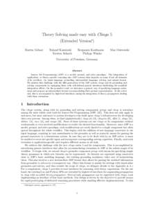 Theory Solving made easy with Clingo 5 (Extended Version∗) Martin Gebser Roland Kaminski Torsten Schaub
