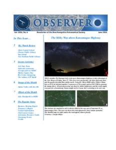 Vol. 2014, No. 6  Newsletter of the New Hampshire Astronomical Society In This Issue…