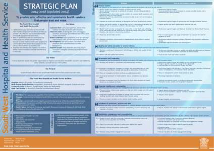 South West Hospital and Health Service Strategic Plan[removed] | South West Hospital and Health Service