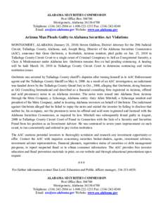 ALABAMA SECURITIES COMMISSION Post Office Box[removed]Montgomery, Alabama[removed]Telephone: ([removed]or[removed]Fax: ([removed]Email: [removed] Website: www.asc.alabama.gov