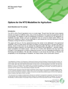 IPC Discussion Paper May 2006 Options for the WTO Modalities for Agriculture David Blandford and Tim Josling1