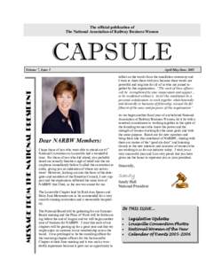 The official publication of The National Association of Railway Business Women CAPSULE MESSAGE FROM THE NATIONAL PRESIDENT