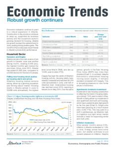 Economic Trends Robust growth continues Economic indicators continue to point to a robust expansion in Alberta. Construction in the province continues