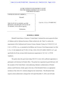 Case 2:12-cv[removed]MHT-WC Document 119 Filed[removed]Page 1 of 15  IN THE UNITED STATES DISTRICT COURT FOR THE MIDDLE DISTRICT OF ALABAMA NORTHERN DIVISION UNITED STATES OF AMERICA,