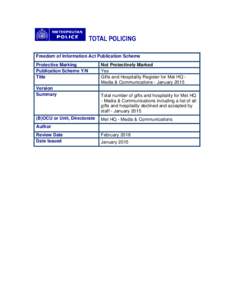 Freedom of Information Act Publication Scheme Protective Marking Publication Scheme Y/N Title Version Summary