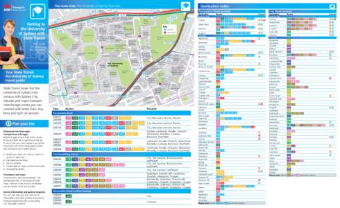 Destination index  Bus route map: The University of Sydney local area A