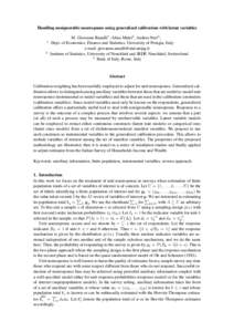 Handling nonignorable nonresponse using generalized calibration with latent variables M. Giovanna Ranalli1 , Alina Matei2 , Andrea Neri3 , 1 Dept. of Economics, Finance and Statistics, University of Perugia, Italy e-mail