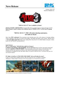 Electronic games / Arcade games / SNK Playmore / NeoGeo Battle Coliseum / Cooperative gameplay / Metal Slug Anthology / Metal Slug 7 / Games / Digital media / Metal Slug