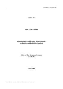 ANNEX III: FINAL JAHGA PAPER -  Annex III Final JAHGA Paper