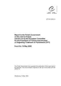 CPT/Inf[removed]Report to the Polish Government on the visit to Poland carried out by the European Committee for the Prevention of Torture and Inhuman