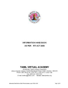 INFORMATION HAND BOOK AS PER RTI ACT[removed]TAMIL VIRTUAL ACADEMY