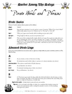Murder Among THe Mateys  Pirate Words and Phrases Pirate Basics  Here are 5 words or phrases that no pirate can live without.