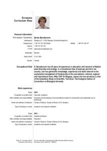 Europass Curriculum Vitae Personal information First name(s) / Surname(s) Address(es)