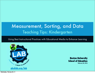 Measurement, Sorting, and Data Teaching Tips: Kindergarten Using Best Instructional Practices with Educational Media to Enhance Learning Boston University School of Education