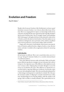 chapter seven  Evolution and Freedom Paul H. Rubin *  Thanks to the Economic Freedom of the World project, we know a good