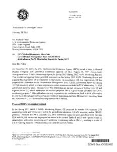 GE - HOUSATONIC RIVER, LETTER REGARDING ADDENDUM TO NON-AQUAEOUS PHASE LIQUID (NAPL) MONITORING REPORT FOR SPRING 2013, GROUNDWATER MANAGEMENT AREA (GMA) 1, [removed], SDMS# 552462