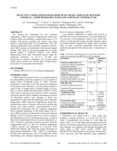 SELECTIVE VAPOR-LIQUID-SOLID GROWTH OF NEEDLE ARRAYS BY HOT WIRE CHEMICAL VAPOR DEPOSITION WITH LOW SUBSTRATE TEMPERATURE