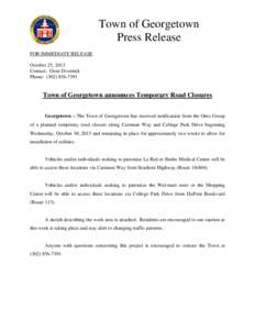 Microsoft Word - Press Release - Street Closure