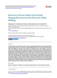 Recovery of Iron Values from Waste Manganiferous Iron Ore Fines for Pellet Making