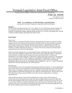 Vermont Legislative Joint Fiscal Office One Baldwin Street  Montpelier, VT[removed]  ([removed]  Fax: ([removed]FISCAL NOTE Date: March 21, 2014 Prepared by: Daniel Dickerson