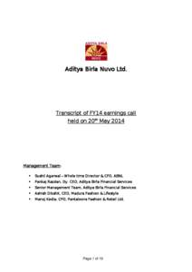 Fundamental analysis / Financial economics / Idea Cellular / Earnings before interest /  taxes /  depreciation and amortization / Aditya Vikram Birla / More / Pantaloon Retail India / Jab We Met / Economy of India / Aditya Birla Group / Investment