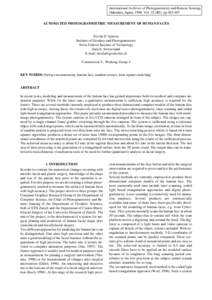 International Archives of Photogrammetry and Remote Sensing, Hakodate, Japan, 1998, Vol. 32 (B5), ppAUTOMATED PHOTOGRAMMETRIC MEASUREMENT OF HUMAN FACES Nicola D’Apuzzo Institute of Geodesy and Photogrammetry