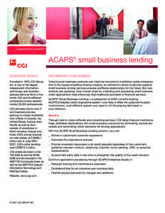 _experience the commitment™  ACAPS® small business lending corporate profile  differentiate your business