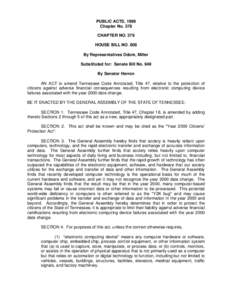 PUBLIC ACTS, 1999 Chapter No. 378 CHAPTER NO. 378 HOUSE BILL NO. 808 By Representatives Odom, Miller Substituted for: Senate Bill No. 949