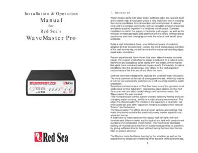Installation & Operation  Manual for  Red Sea’s
