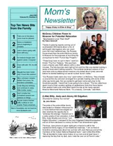 July 2001 Volume XV, Number 4 Top Ten News Bits from the Family