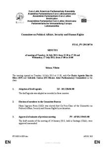 Euro-Latin American Parliamentary Assembly Asamblea Parlamentaria Euro-Latinoamericana Assemblée Parlementaire Euro-Latino Américaine Assembleia Parlamentar Euro-Latino-Americana Parlamentarische Versammlung EuropaLate