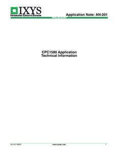 INTEGRATED CIRCUITS DIVISION  Application Note: AN-201 PRELIMINARY  CPC1580 Application