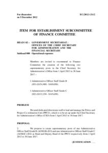 For discussion on 5 December 2012 EC[removed]ITEM FOR ESTABLISHMENT SUBCOMMITTEE