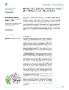 Structure of Acidothermus cellulolyticus family 74 glycoside hydrolase at 1.82 A resolution